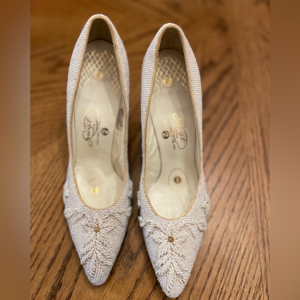 Vintage 1950’s beaded, Swift brand, handmade wedding shoes